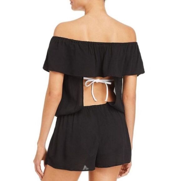 Isabella Rose Besties open back off the shoulder romper Swim Cover Up Sz Small - Picture 2 of 7